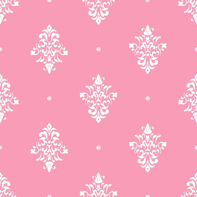 Classical luxury damask ornament. Vintage pink, seamless pattern, background vector illustration