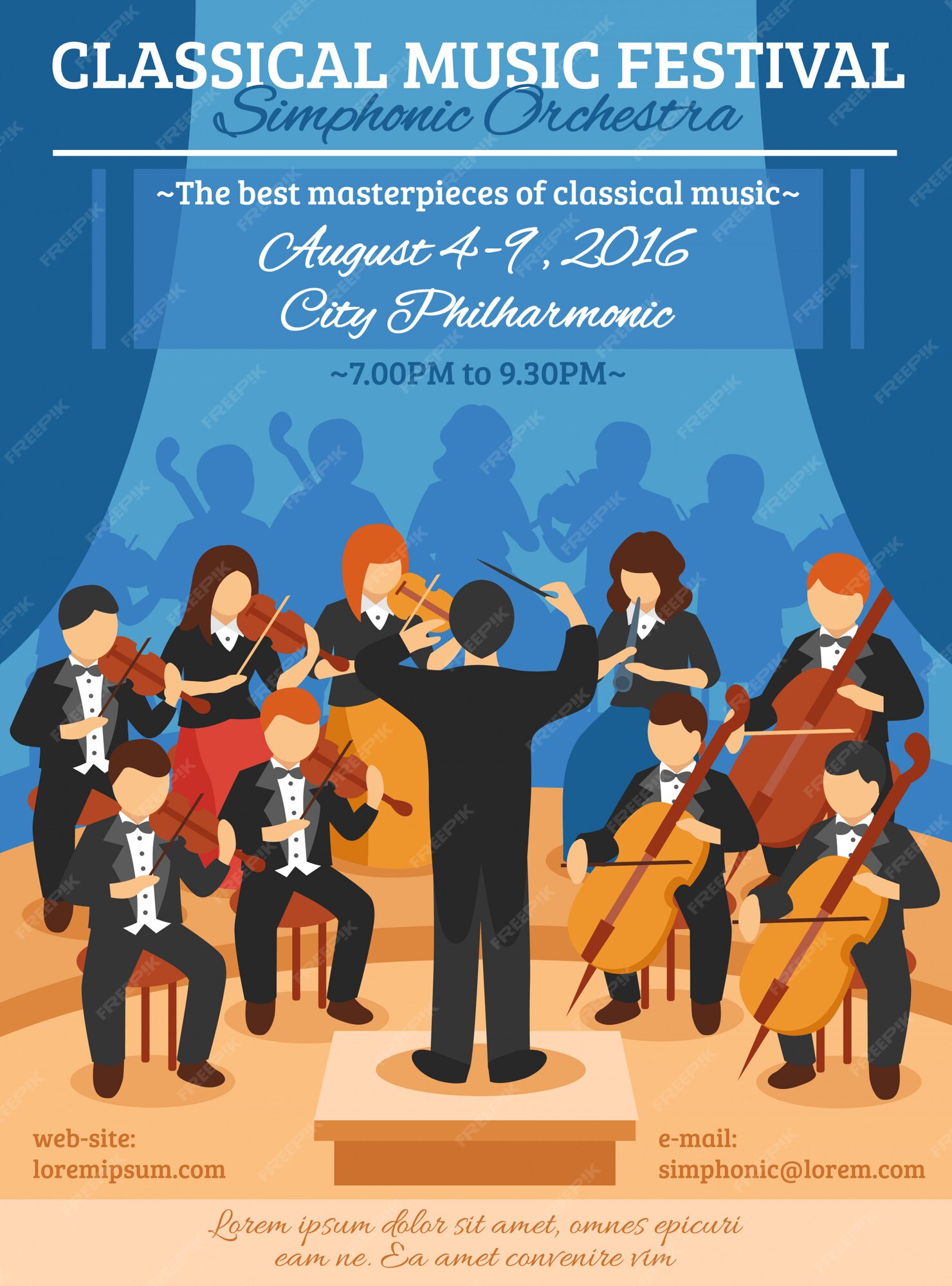 Free Vector Classical music festival flat poster