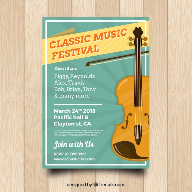 Design di poster di musica classica Vettore gratuito