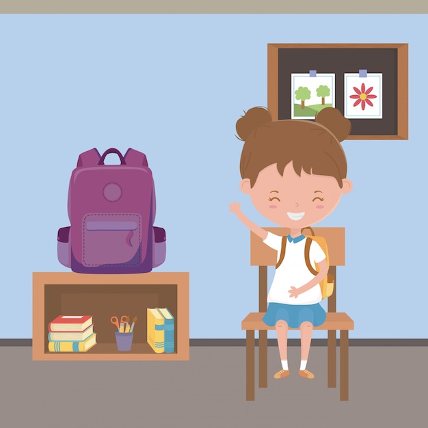 Classroom and girl of school – Free Vector Download for Vector Templates