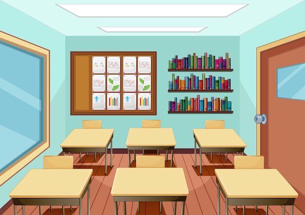 Anime Background Concept School Classroom View Stock Vector (Royalty Free)  2316304623