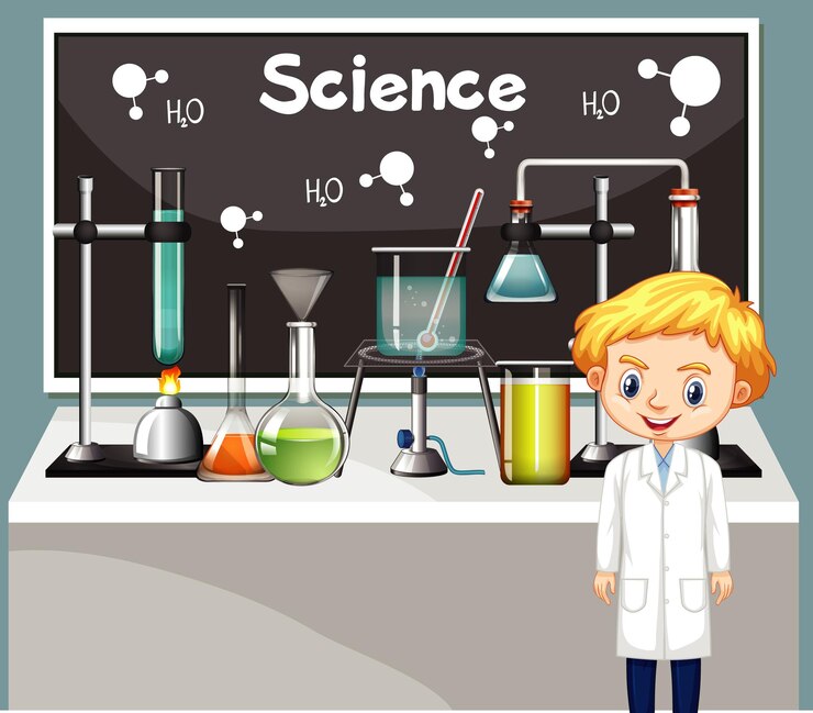 Free Vector classroom scene with science student and equipment