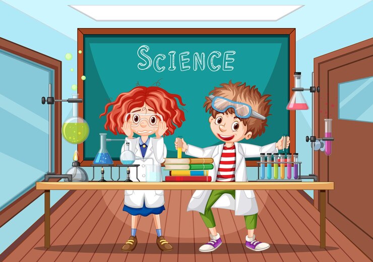 Free Vector classroom scene with scientist doing experiment
