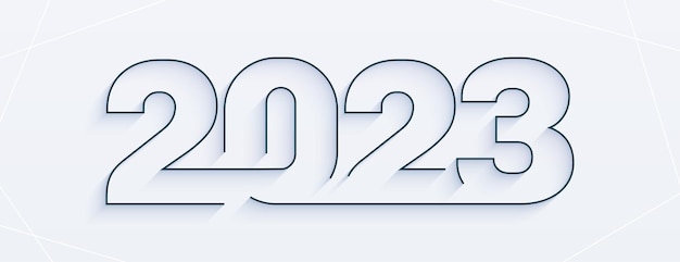 Free vector clean 2023 text in line style for new year wallpaper