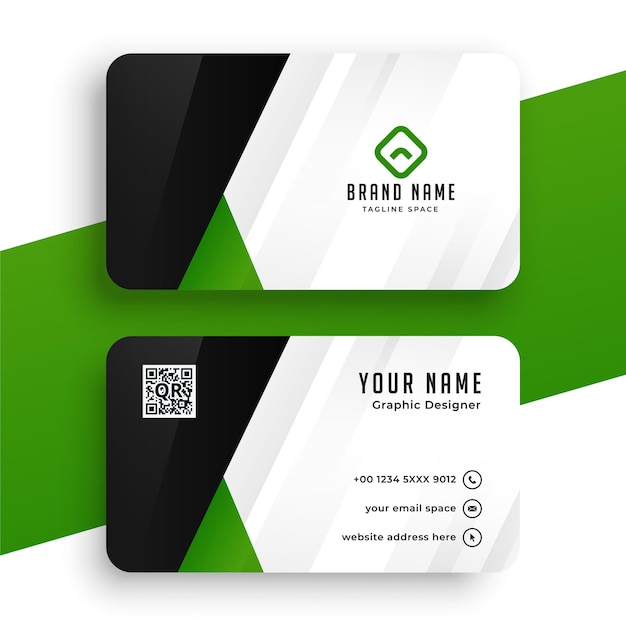 Чистый дизайн визитной карточки в зеленом цвете