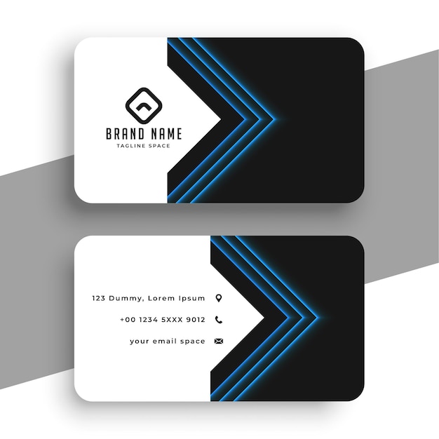 Free vector clean business card template with blue geometric lines