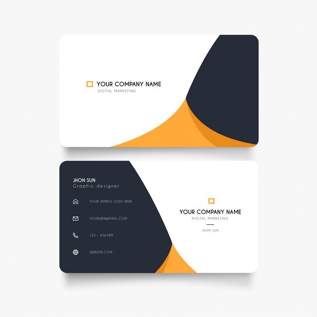 Clean business card with abstract orange wave