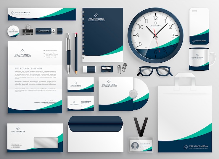 Free Vector clean business stationery for your brand
