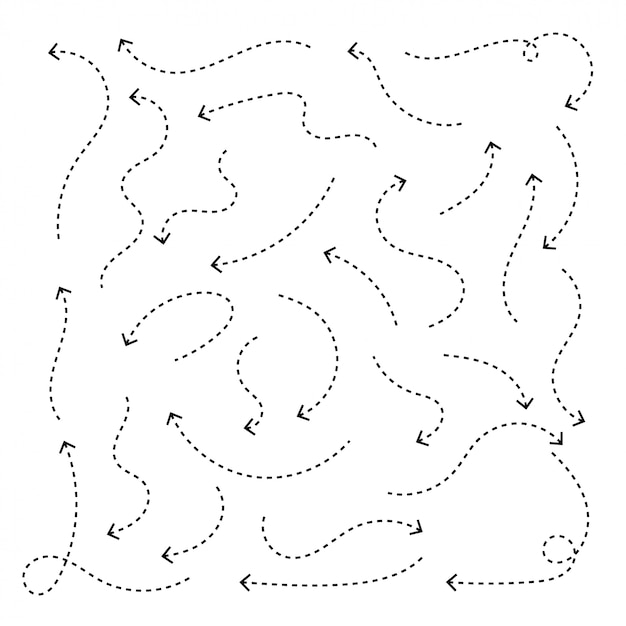 Clean dot style hand drawn doodle arrows set
