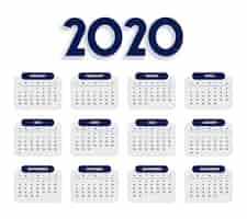 Free vector clean elegant 2020 calendar template