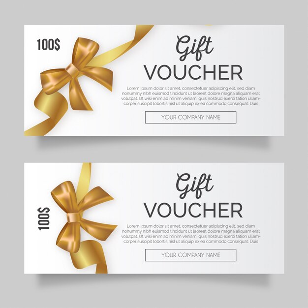 clean gift voucher with golden ribbon
