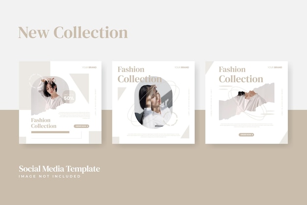Clean and minimalist fashion sale social media post template collection