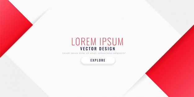 Free vector clean red web template banner in minimal style