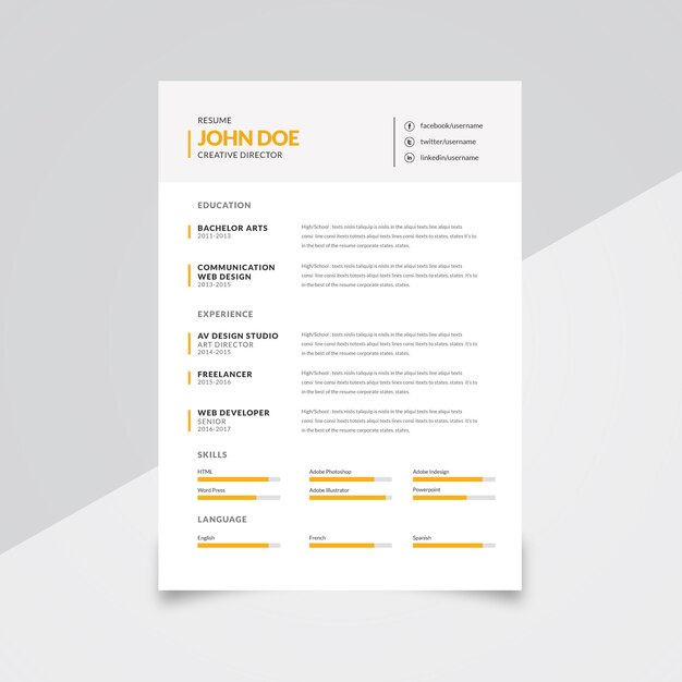 Clean resume design