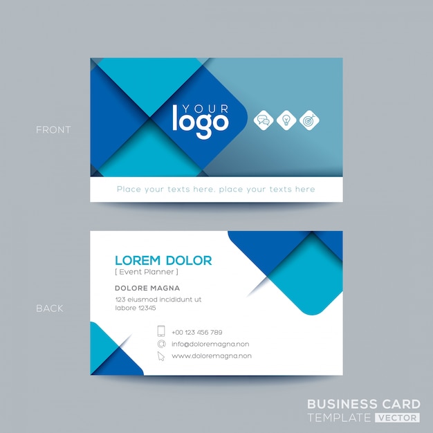Free vector clean and simple blue business card design