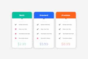 Free vector clean simple pricing table template for website