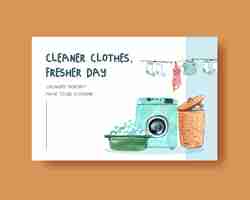 Free vector cleaner clothes, washing machine watercolor illustration