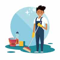 Free vector cleaner with cleaning products housekeeping service