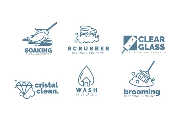 Cleaning business logo template set