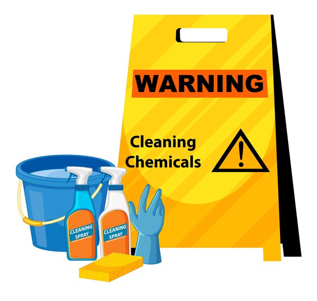 Vettore gratuito segnale di avvertimento di prodotti chimici per la pulizia