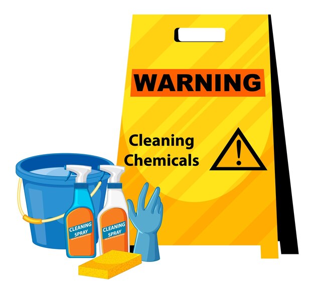 Cleaning chemicals warning sign