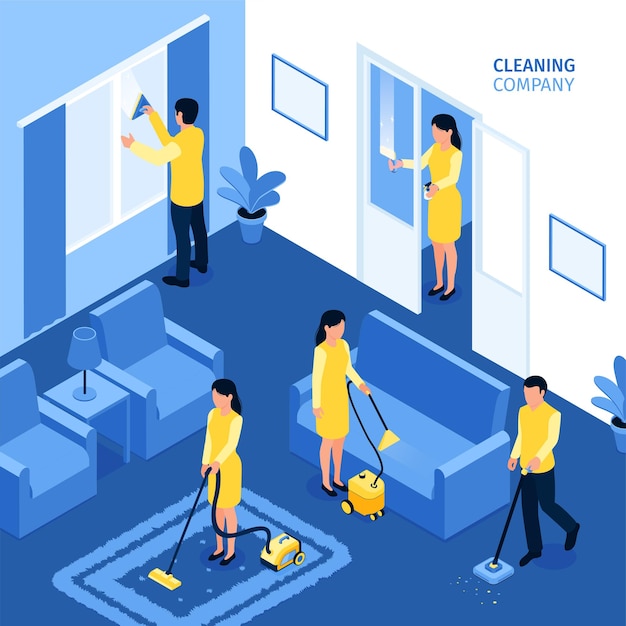 Cleaning company isometric illustration