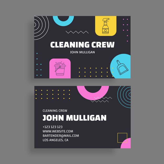 Cleaning crew services business card template