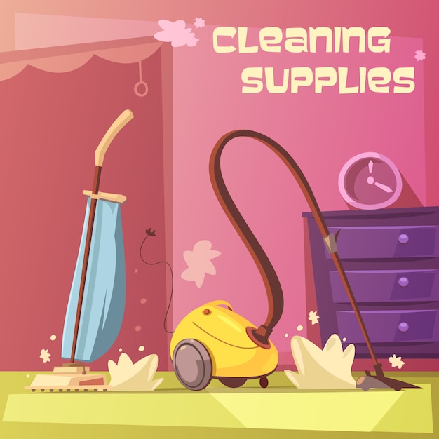 Cleaning equipment cartoon background