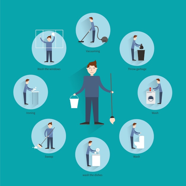 Free vector cleaning people concept