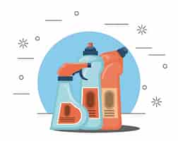 Free vector cleaning products for home cartoons