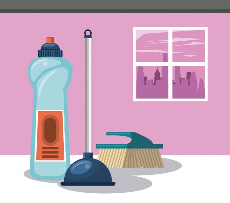Free Vector cleaning products for home cartoons