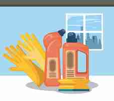 Free vector cleaning products for home cartoons