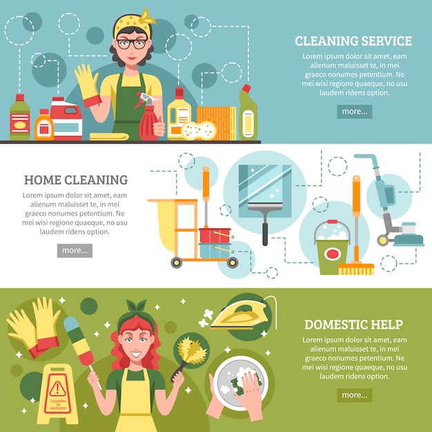 Cleaning service banner set