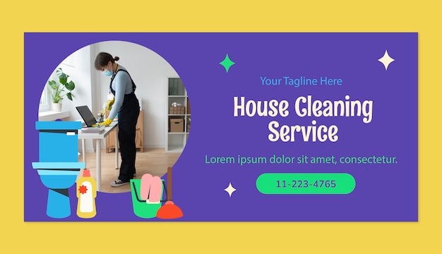 Cleaning service horizontal banner template design