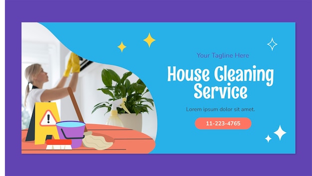 Free vector cleaning service horizontal banner template design