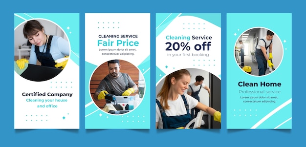 Free vector cleaning service instagram stories template design