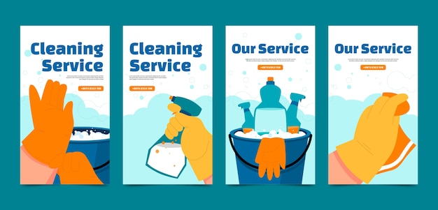 Free vector cleaning service instagram stories template design