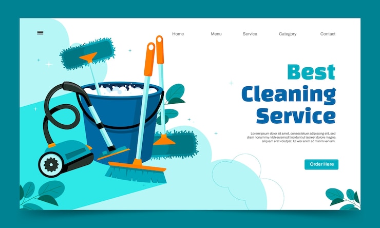 Free Vector cleaning service landing page template design