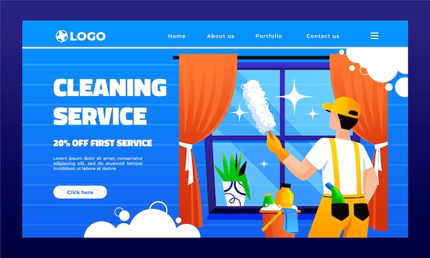 クリーニング サービスのランディング ページ テンプレート デザイン