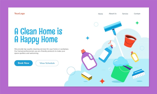 Cleaning service landing page template design