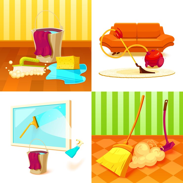 Free Vector cleaning service  set