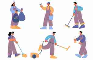 Free vector cleaning service staff people in uniform