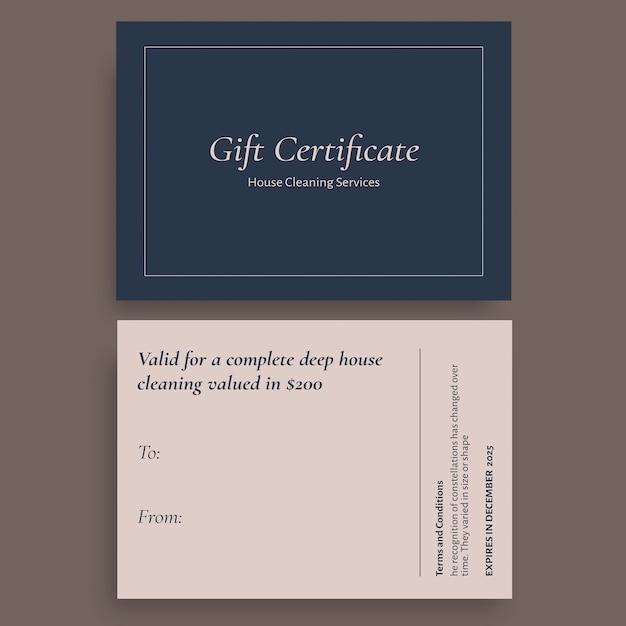 Free vector cleaning services gift certificate design