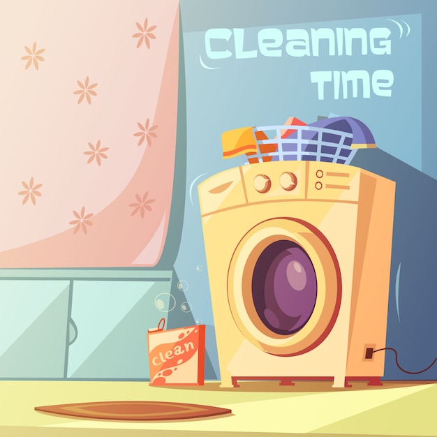 Cleaning time cartoon background