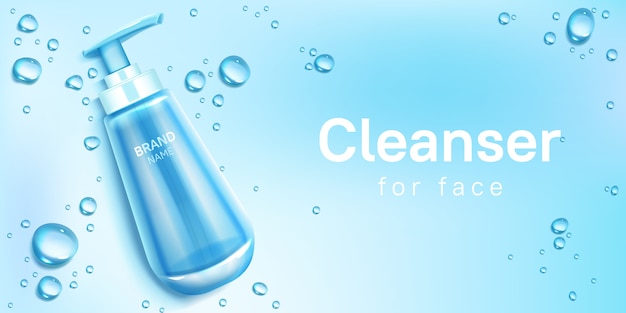 Free vector cleanser for face cosmetics bottle banner