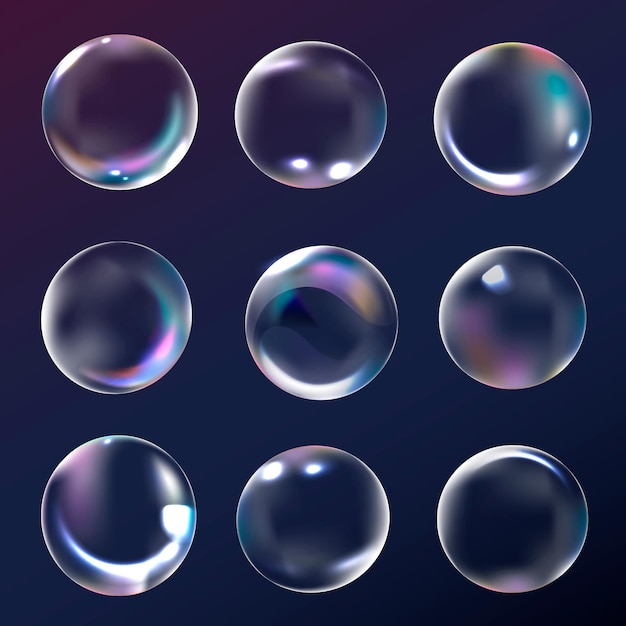 Free vector clear bubble element in navy background