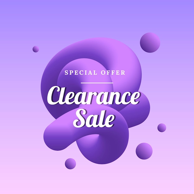 Free vector clearance sale badge template, purple 3d abstract vector