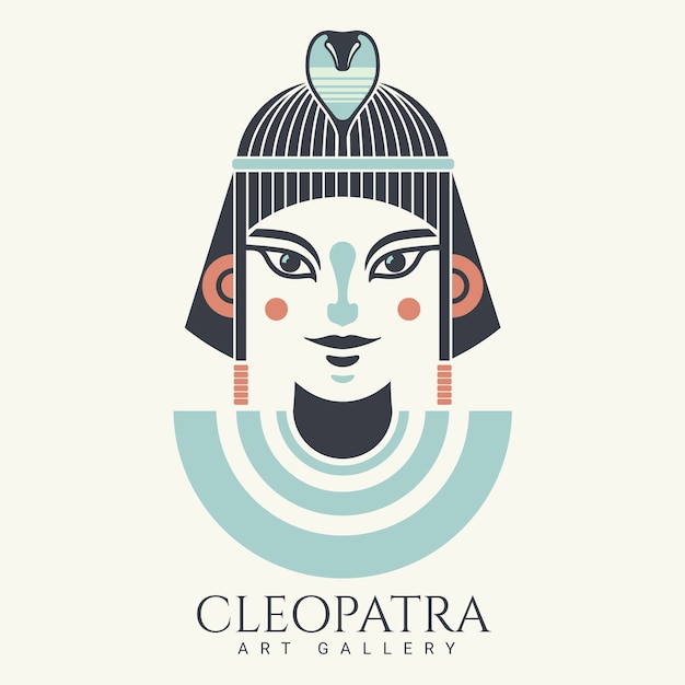 Vettore gratuito design del logo del personaggio di cleopatra