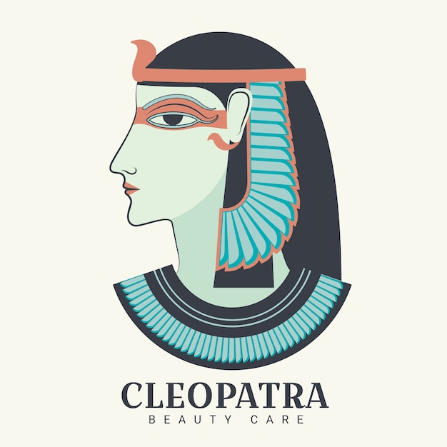 Vettore gratuito design del logo del personaggio di cleopatra