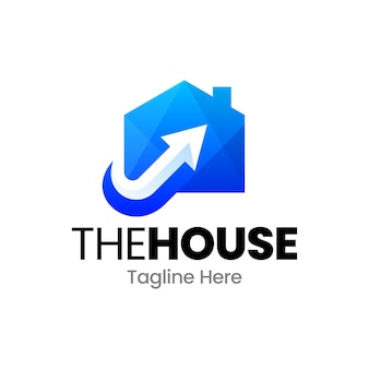 Click arrow house gradient logo design